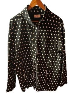 Quacker Factory from QVC Polka Dot Black Jacket- like new - large